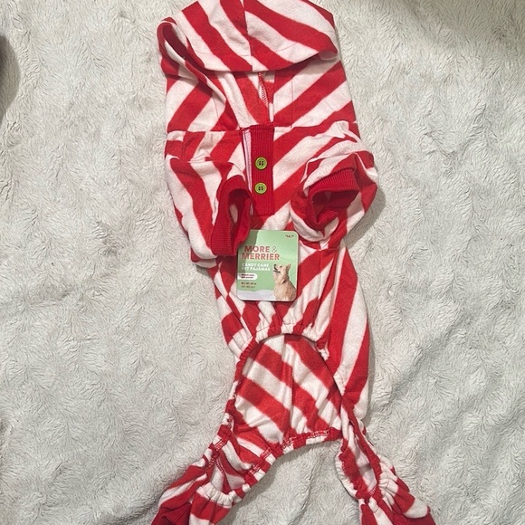 More and Merrier Candy Cane Print Dog Pajama, Small - Picture 5 of 8